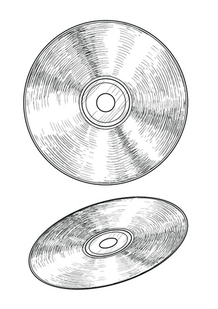 CD illustration drawing engraving ink line art vectorのイラスト素材