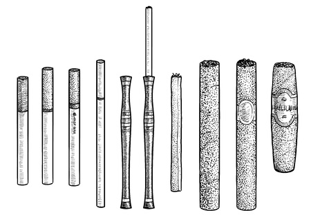 Cigarette, cigar illustration, engraving, ink, line art, vectorのイラスト素材
