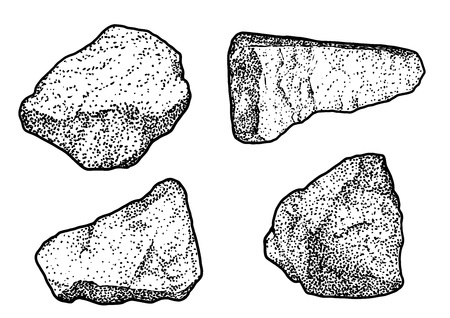 Rock pebble illustration drawing engraving ink line art vectorのイラスト素材