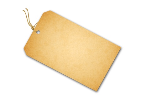 Blank tag tied with brown stringの写真素材