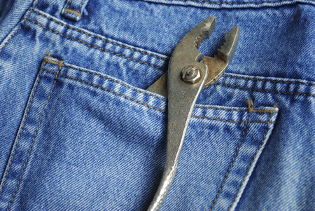 This is wrench in pocket of fabric jeans