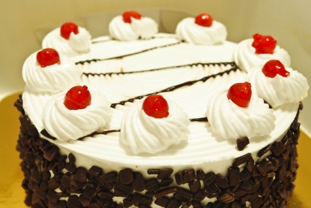 chocolate cake with berriesの写真素材