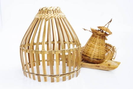 Thailand bamboo fishing trap made from bamboo woodの写真素材