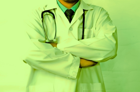 Close up of a doctors lab white coatの写真素材