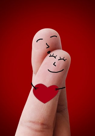 Happy couple in love with kiss and huggingの写真素材