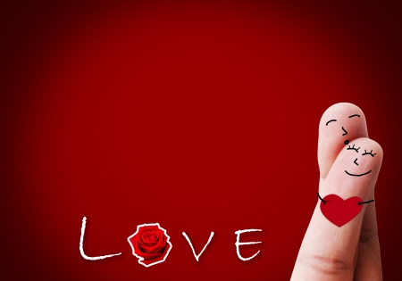 Happy couple in love with kiss and huggingの写真素材