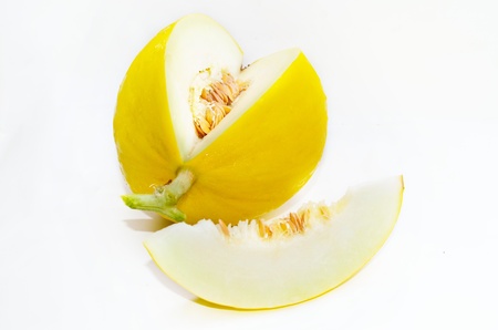 cantaloupe melon with a sliceの写真素材