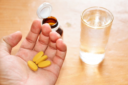 Medical pills on hand  Drug health care の写真素材
