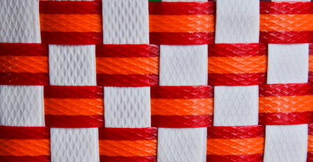 Dark Red and White Checkers textured plastic rope background