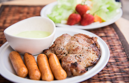 Grilled steak and and vegetablesの写真素材