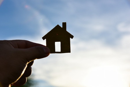 The concept of building houses on skyの写真素材