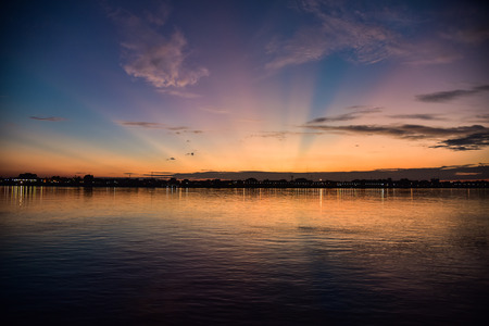Sunset at Mekong riverの写真素材