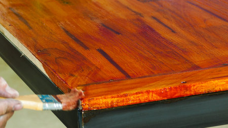 Wood painting with a brush with the brown color, Aspect ratio: 16:9