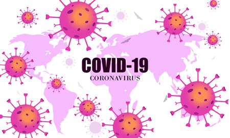 Coronavirus 2019-nCoV. Corona Virus  on world map background. Vectorのイラスト素材