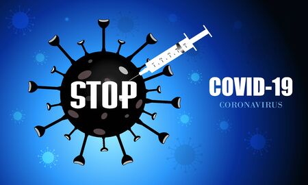 Stop Coronavirus disease COVID-19 infection medical isolated. New official name for Coronavirus disease named COVID-19, vector illustrationのイラスト素材