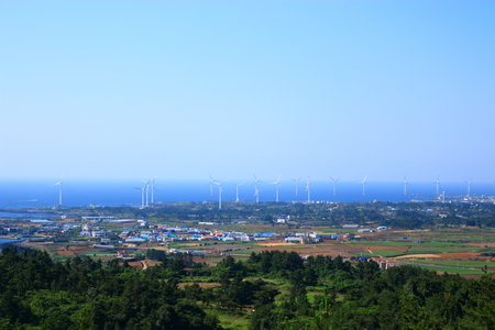 It is the scenery which I saw from Jeju "Tangsanbong".の写真素材