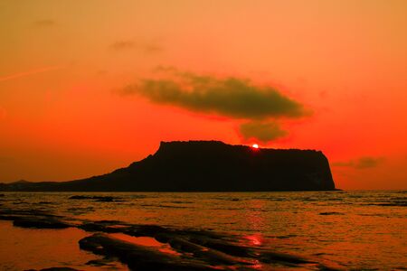 This is the view of Seongsan Ilchulbong,  in Jeju.の写真素材