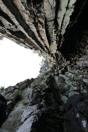 beautiful scenery of Seogwipo coast in Jeju Island called Gaetkak Jusangjeolli.