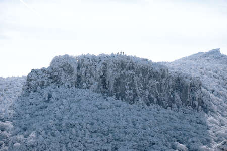 It is a beautiful winter landscape of Hallasan Mountain in Jeju Island.の写真素材