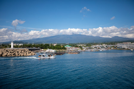 This is a beautiful view of Wimi Port in Seogwipo, Jeju Island, Korea.の写真素材