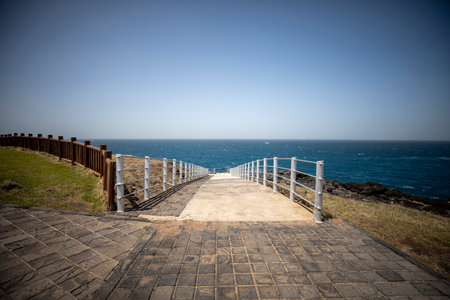 Walkway to the Atlantic Ocean in Tenerife Canary Islands Spainの写真素材