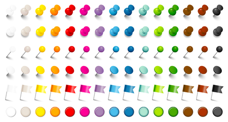 6 Different Pins, Needles, Flags & Magnets 15 Colors Setのイラスト素材