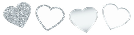 Set Of Four Silver Hearts Sparkling And Shiningのイラスト素材