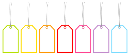 Set Of Seven Hangtags Frame Rainbow Colorsのイラスト素材