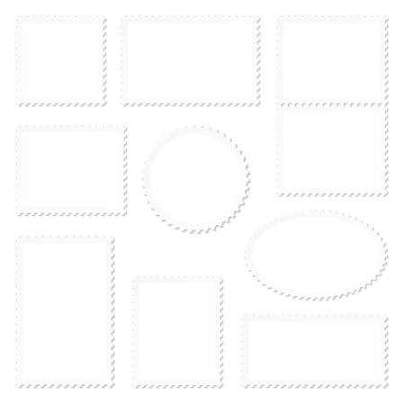 Set Of Nine Blank White Stamps Frameのイラスト素材