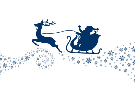 Dark Blue Christmas Sleigh With Snowflakes And Swirlのイラスト素材