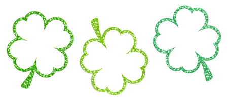 Set Of Three Framed Shamrocks Sparkling Greenのイラスト素材
