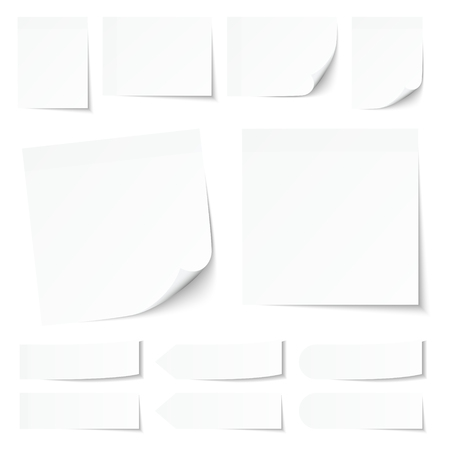 Set Of Different White Sticky Notes With Shadowのイラスト素材