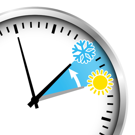 Cropped Silver Clock Winter Time Snowflake And Sun.のイラスト素材