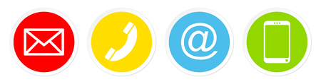 Set Of Four Buttons Contact Color White Frameのイラスト素材