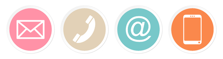 Set Of Four Buttons Contact Retro Color White Frameのイラスト素材