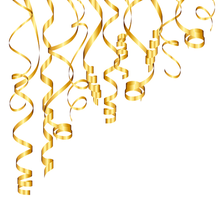 Hanging Golden Streamers Corner Different Curls Up Leftのイラスト素材
