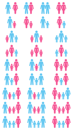 Big Set Of Family Icons Different Constellations Blue And Pinkのイラスト素材