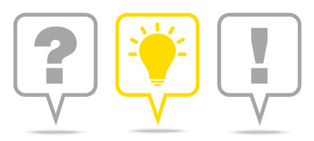 Set Of Three Speech Bubbles Question Idea Answer Gray And Yellow Outlineのイラスト素材