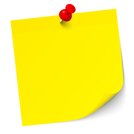 Single Yellow Sticky Note With Red Pinのイラスト素材