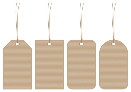 Set Of Four Hangtags Brown Paper Horizontal Stripesのイラスト素材