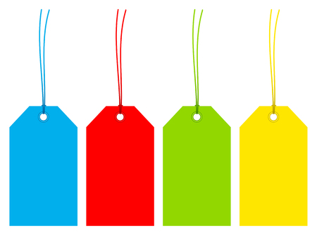 Set Of Four Angled Colorful Hangtags With Matching Stringsのイラスト素材