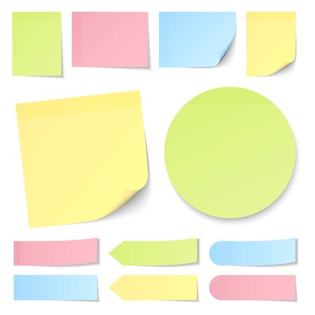 Set Different Sticky Notes Yellow Green Blue And Pinkのイラスト素材