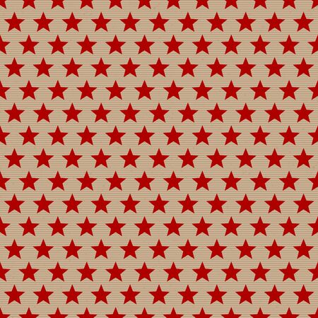 Seamless Pattern Red Stars On Brown Paperのイラスト素材
