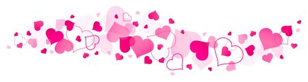 Horizontal Banner Big And Little Pink Heartsのイラスト素材