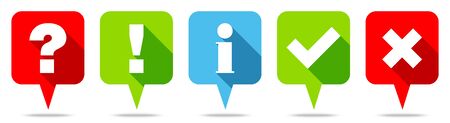Set Of Five Speech Bubbles Checkmarks Red Green Blueのイラスト素材