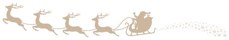 Christmas Sleigh Santa And Flying Reindeer Swirl Beigeのイラスト素材