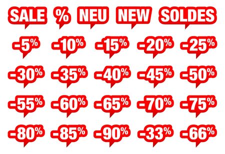 Set Of Red Speech Bubbles Sale Minus And Different Wordsのイラスト素材