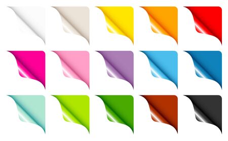 Set Of Fifteen Web Corners Full Color Rounded Right Upのイラスト素材