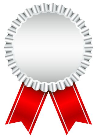 Single Silver Award Badge With Red Ribbonのイラスト素材
