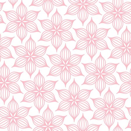 Seamless Pattern Big Flowers Line Pink And Whiteのイラスト素材